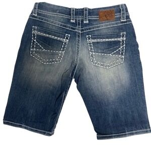 BKE Buckle Mid Rise Culture‎ Bermuda Denim Shorts Womens 28